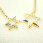 Load image into Gallery viewer, 14k Solid Gold Diamond Stars Cable Link Necklace. NFC71186
