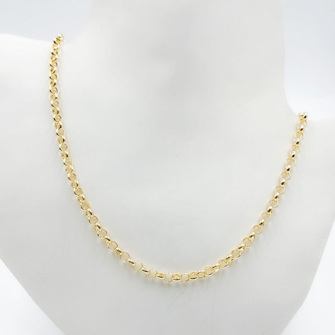 140HVR0194001. 14K Yellow Gold Round Rolo Chain – Lightweight Hollow Link Necklace