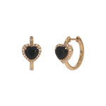 Load image into Gallery viewer, CE96390. 14k Solid Gold Diamond and Gemstone Heart Hoops