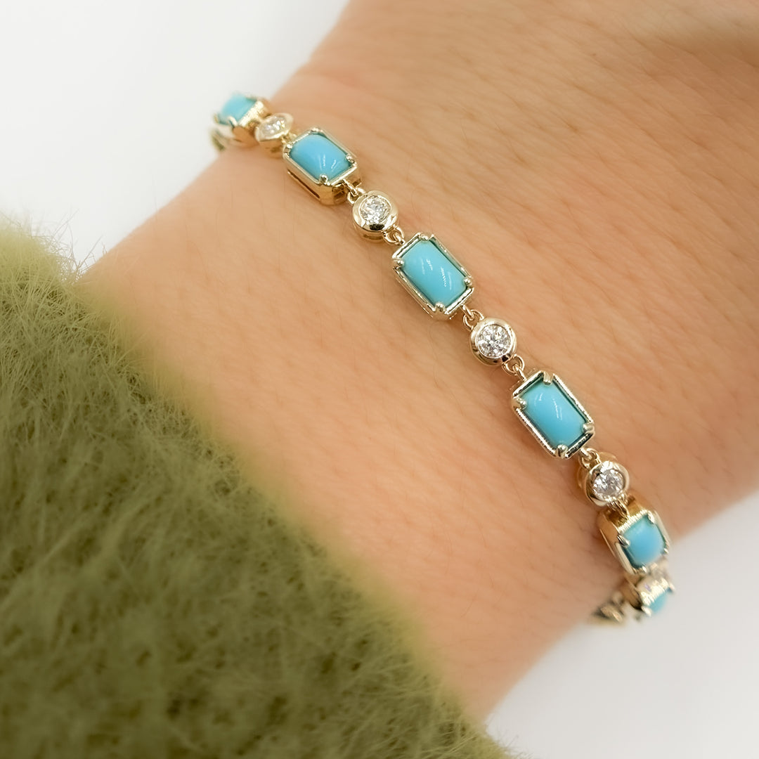 CB964165X3. 14K Solid Gold Diamond and Gemstone Bracelet