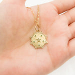 Load image into Gallery viewer, 14K Solid Gold Diamond Sun Shape Charm with Star in the Center in Gemstones. GDP547
