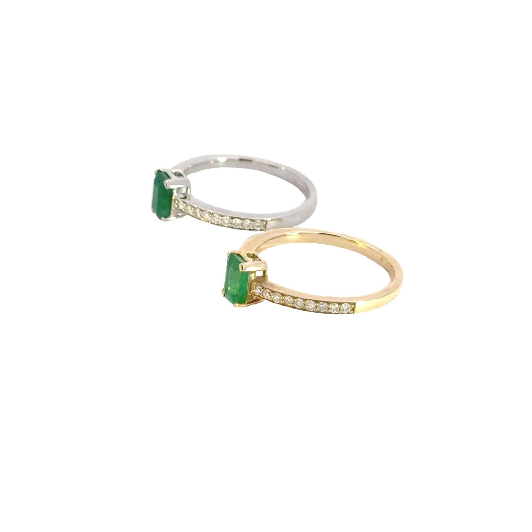 14k Solid Gold Diamond and Emerald Statement Ring. RN402328EM