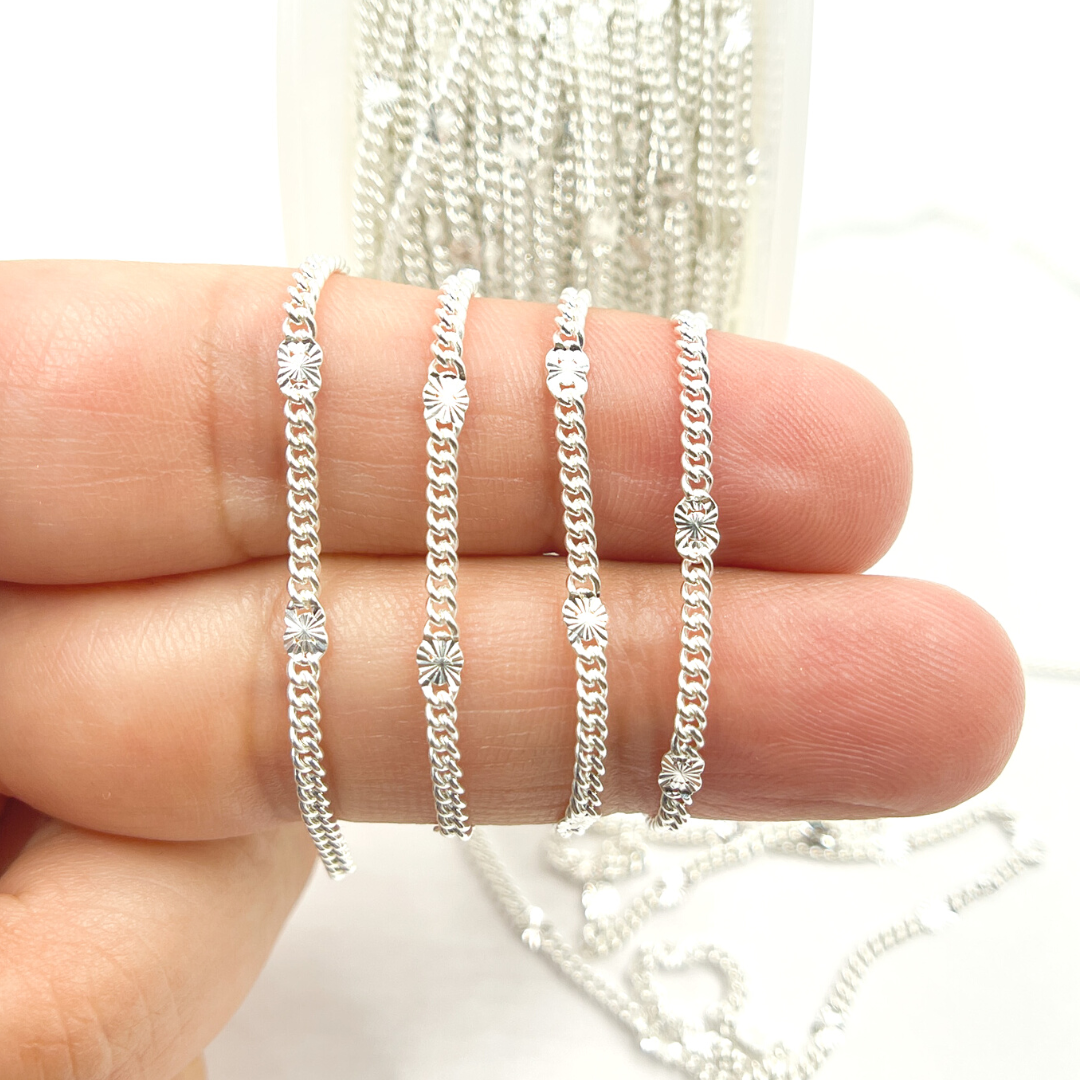 925 Sterling Silver Curb Chain with Diamond Cut Link. 67S5SS