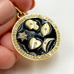 Load image into Gallery viewer, DP490A. Diamond Sterling Silver Round Symbols Enamel Pendant
