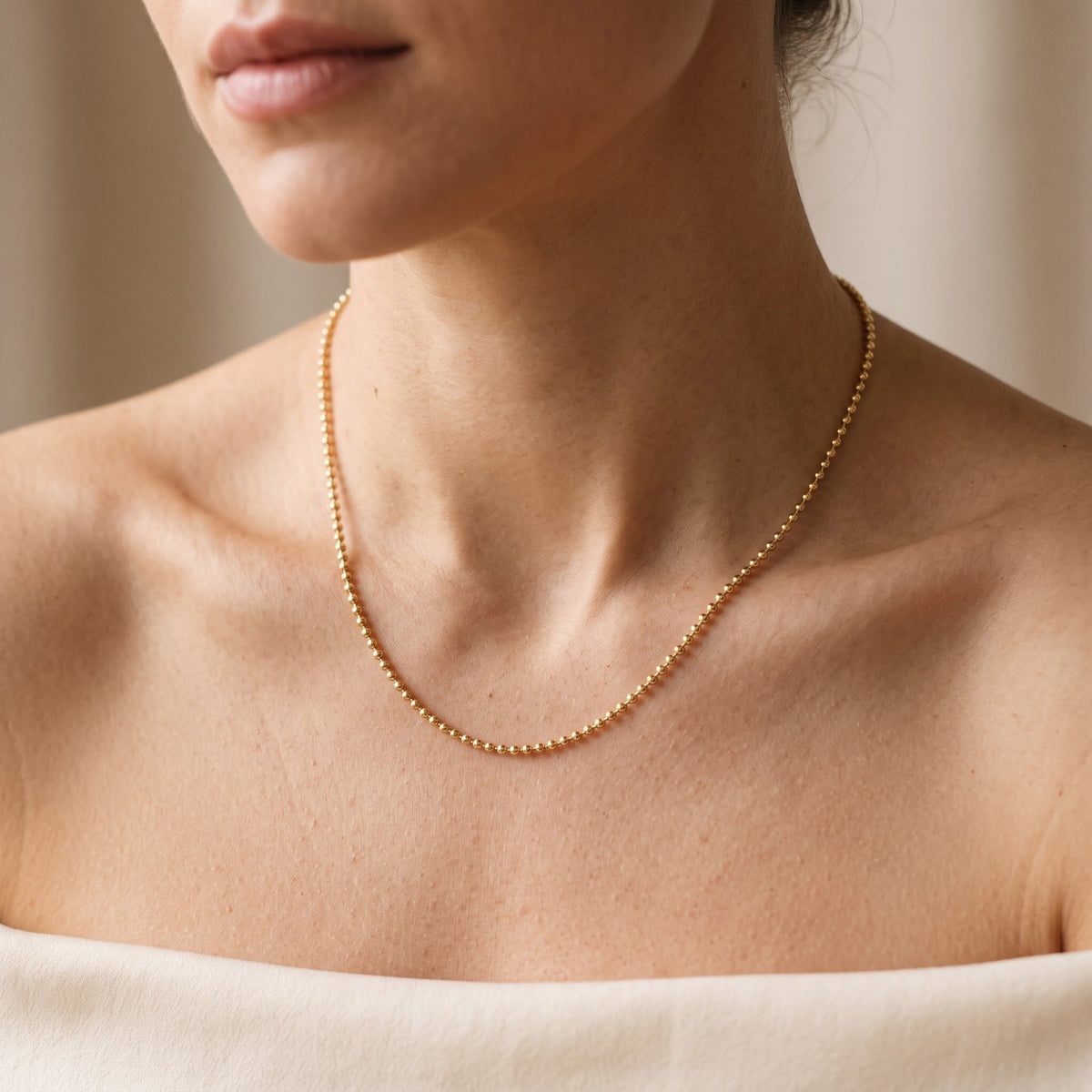 100CP. 14K Solid Gold Ball Necklace