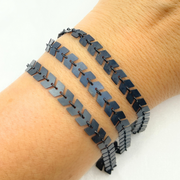 Black Rhodium 925 Sterling Silver Matt Chevron Link Chain
