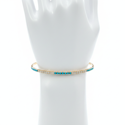 BNH68545. 14K Solid Yellow Gold Diamond and Gemstone Bangle