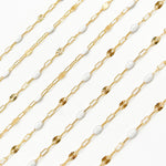 Load image into Gallery viewer, V295WTGF. 14K Gold Filled White Color Enamel with Paperclip and Diamond Cut Marina Links