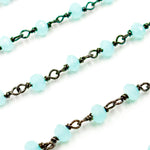 Load image into Gallery viewer, Aqua Color Chalcedony Black Rhodium 925 Sterling Silver Wire Chains