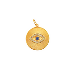 Load image into Gallery viewer, 14K Solid Gold Charm. Circle Pendant with Diamonds and Blue Sapphire. GDP338
