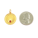 Load image into Gallery viewer, 14K Solid Gold Gemstone Circle Charm. GDP303
