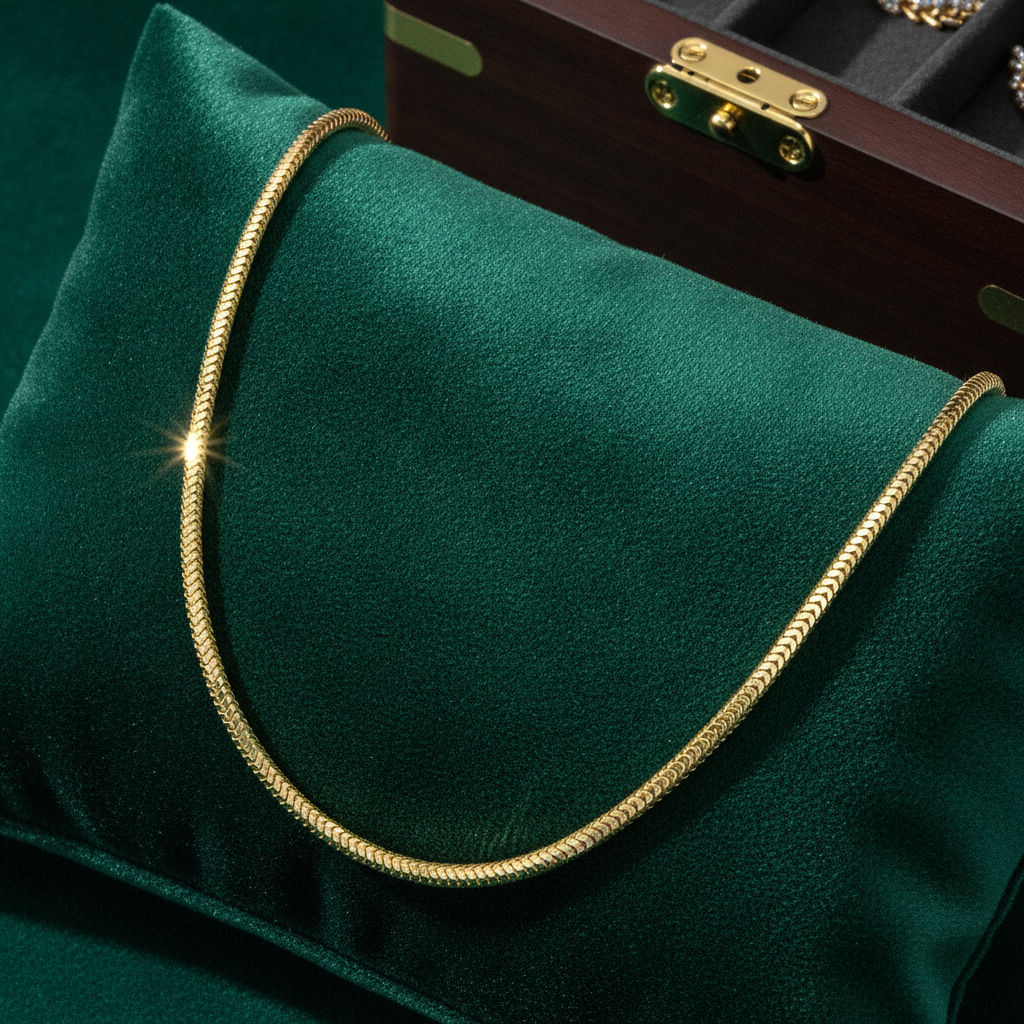 240CCTD. 14k Solid Yellow Gold Snake Necklace