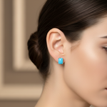 Load image into Gallery viewer, CE96806TQ8X6. 14K Solid Yellow Gold Turquoise Rectangle Stud Earring