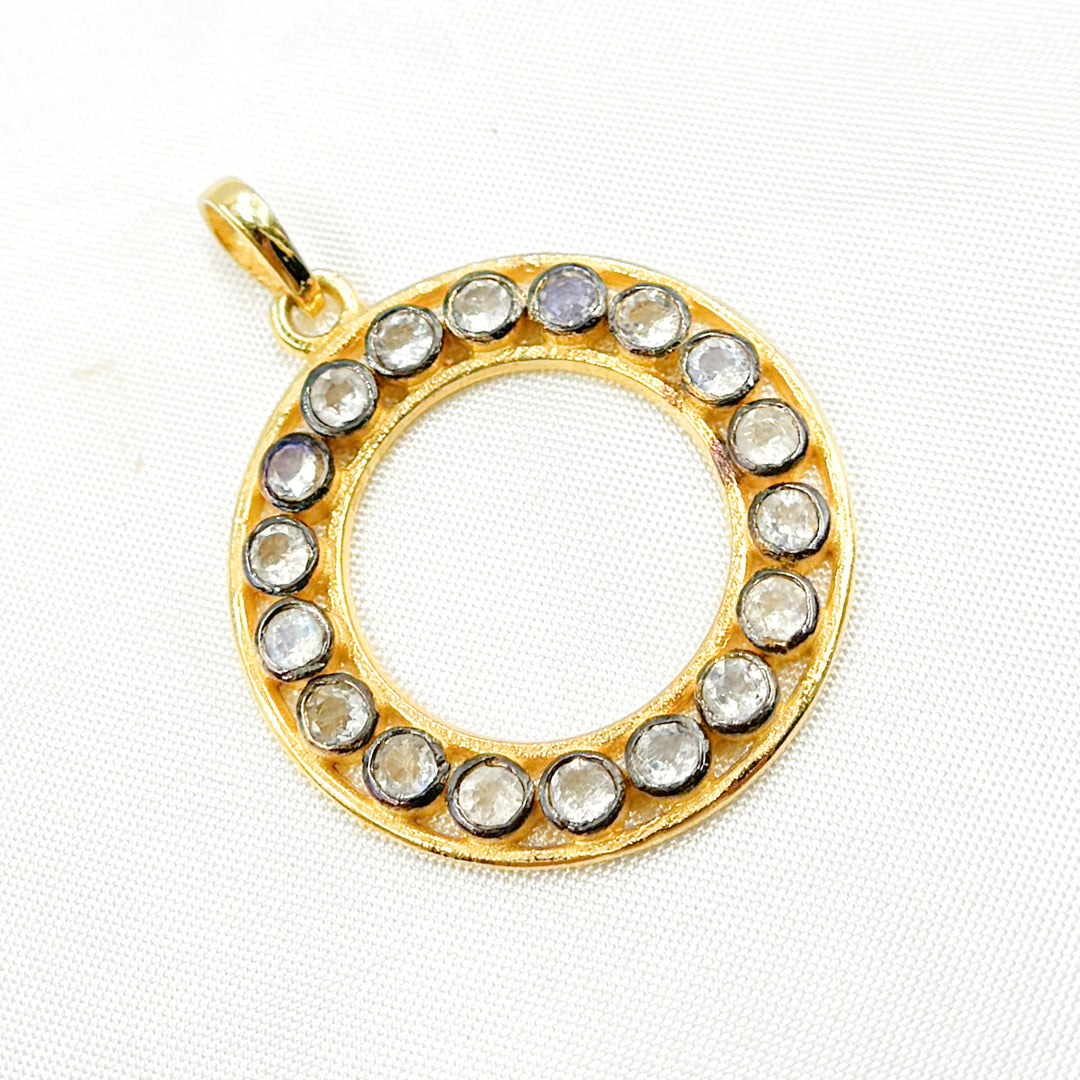 DSP040. Sterling Silver Round Pendant with Gemstone