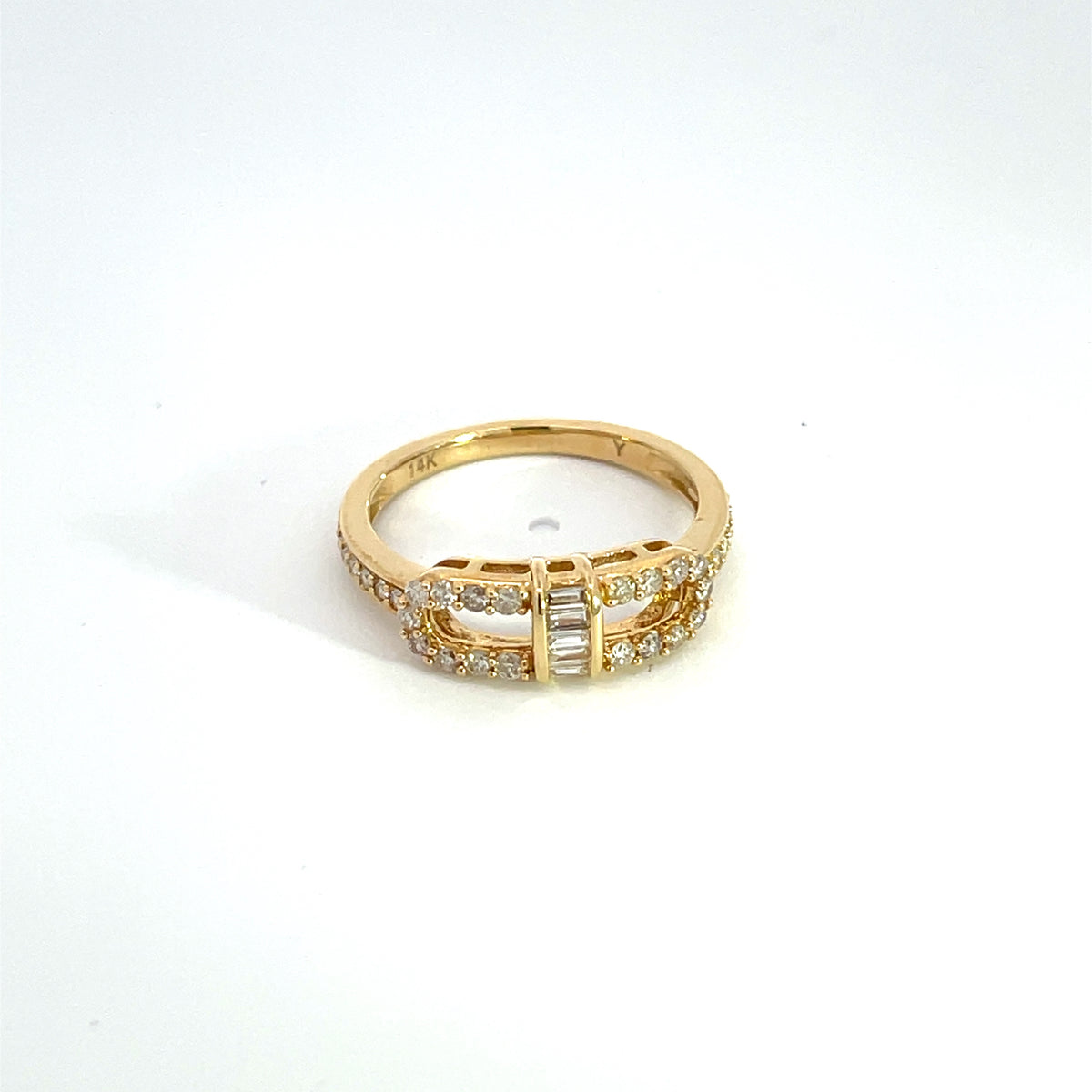 14k Solid Yellow Gold Diamond Band Ring.