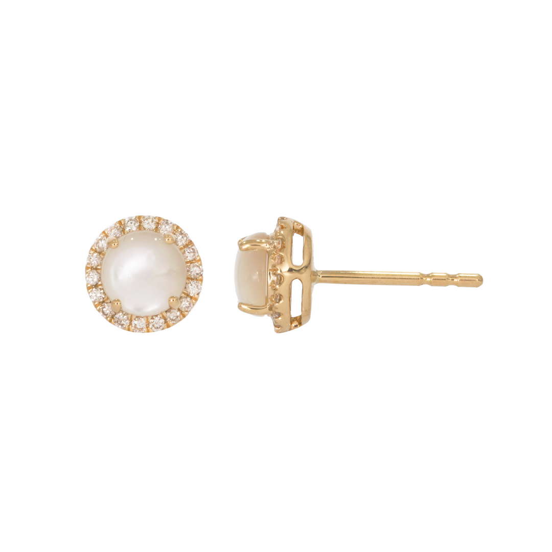 EFC53055PL. 14k Solid Gold Diamond and Gemstone Round Stud Earrings