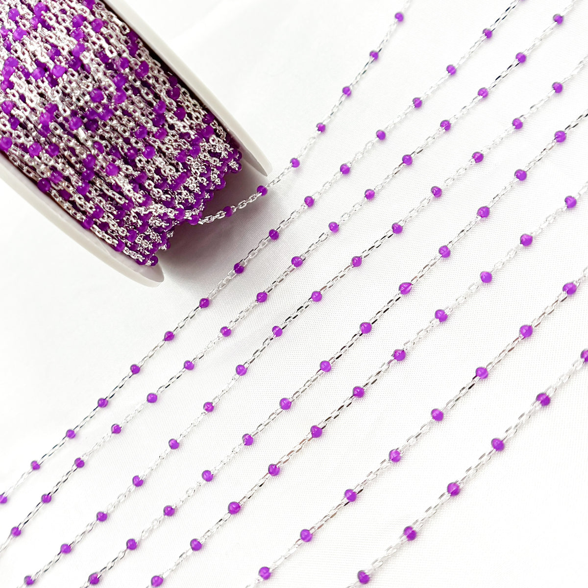 Buy Silver Purple Color Enamel Chain