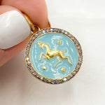 Load image into Gallery viewer, DP607A. Diamond Sterling Silver Round Aries Zodiac Enamel Pendant
