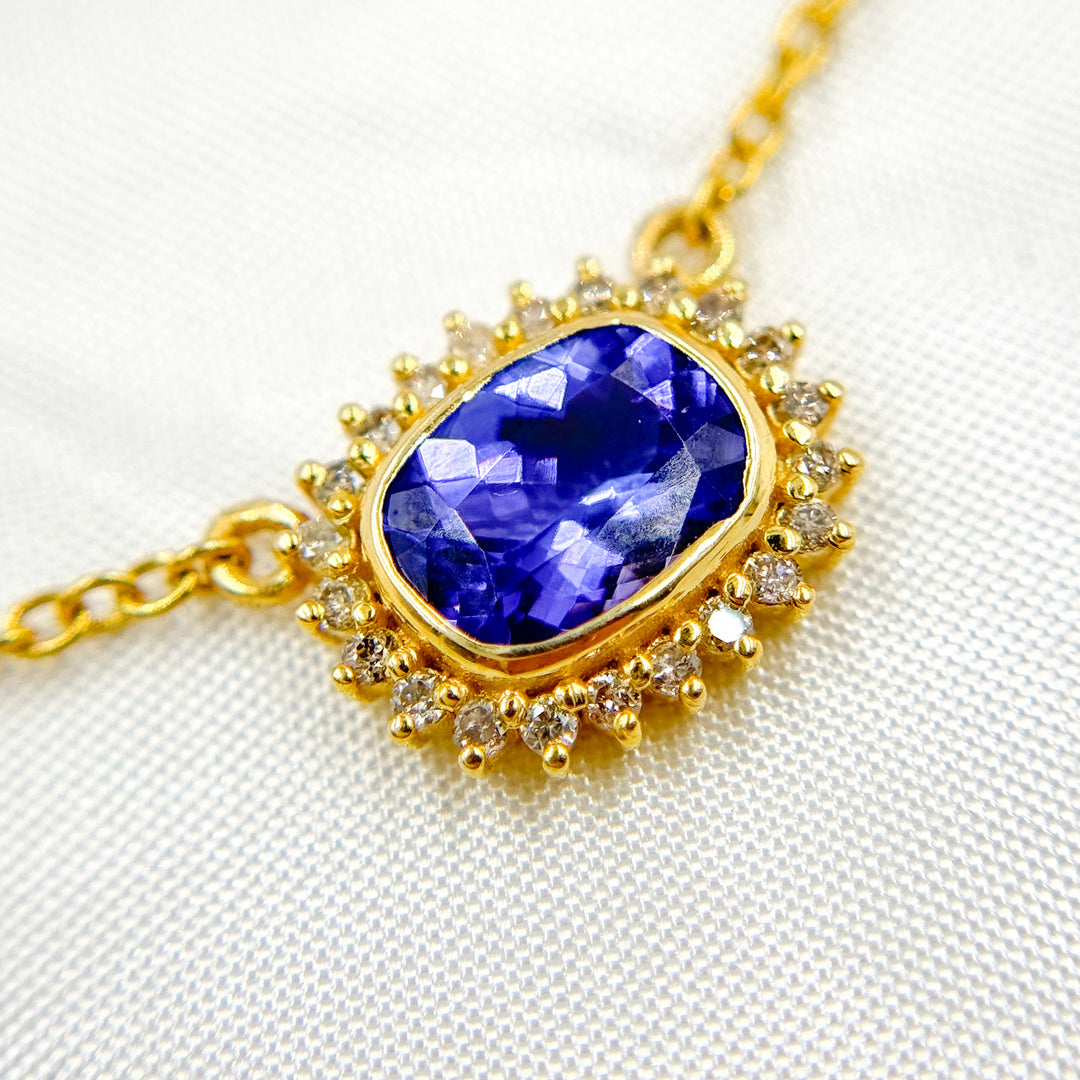 14K Solid Gold Diamond and Gemstone Necklace. GDP587