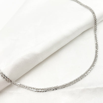 14K White Gold Wheat Chain