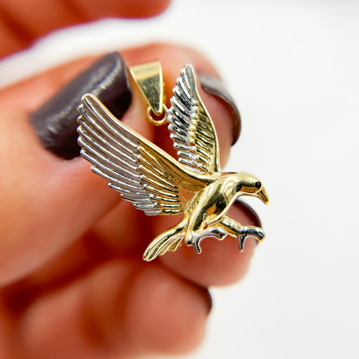 14K Solid Gold Eagle Bird Charm. GDP675