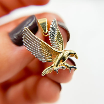 14K Solid Gold Eagle Bird Charm. GDP675