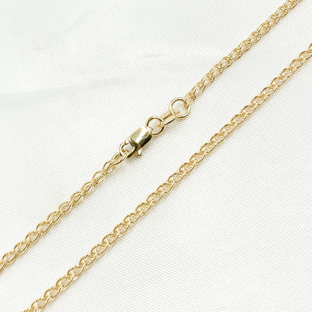 035SPLLG. 14K Solid Gold Wheat Chain