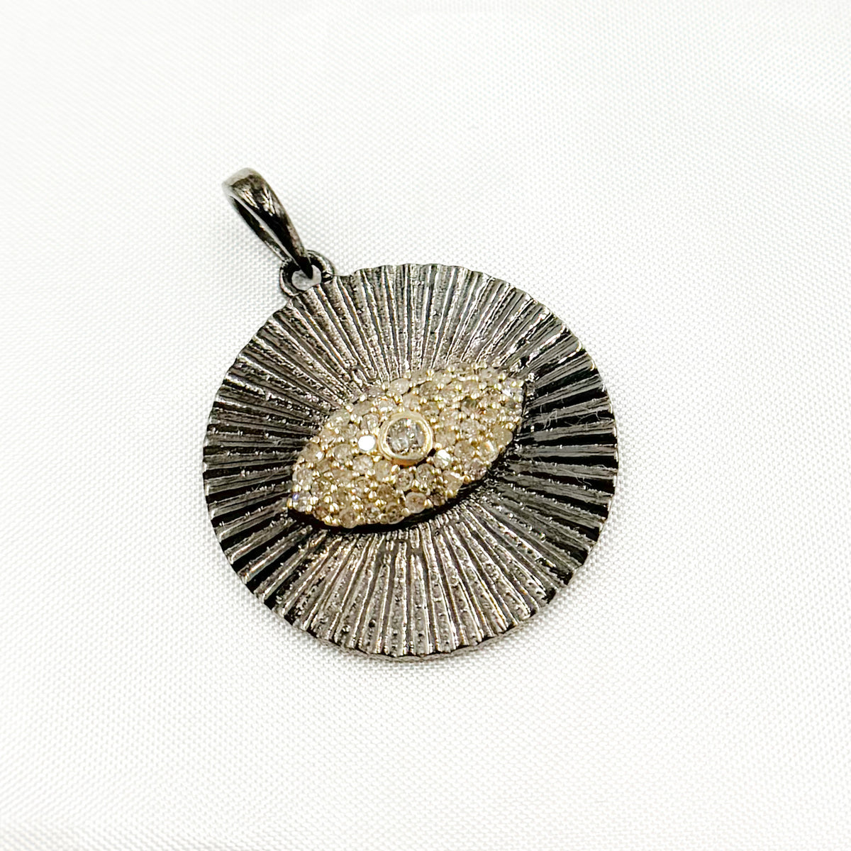 Diamond Sterling Silver Round Eye Pendant