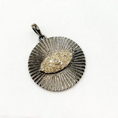 Diamond Sterling Silver Round Eye Pendant