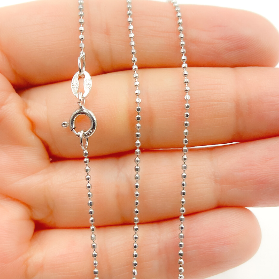 925 Sterling Silver Ball Finish Necklace. 29Necklace
