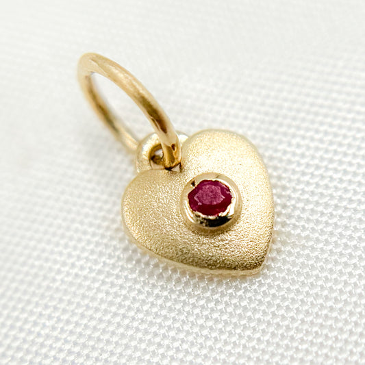 Shop Now 14K Solid Gold Heart Charm with Gemstone