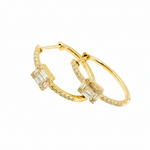 Load image into Gallery viewer, EHG57036. 14k Solid Gold Diamond Baguette Oval Hoops