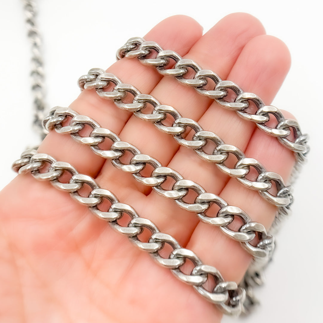 960OX. Oxidized Sterling Silver Thick Curb Chain