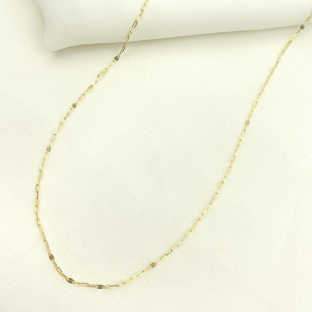 14K Solid Gold Paper Clip and Flat Marina Link Chain. 040FL60T5