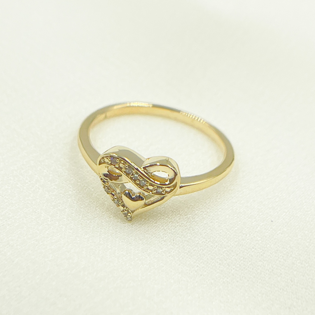 Diamond Double Heart Love Knot Ring