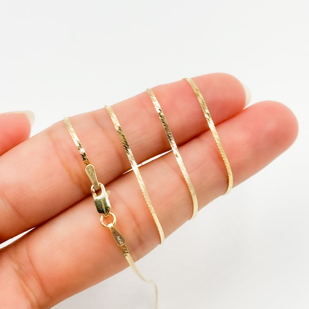 14k Solid Yellow Gold Herringbone Chain