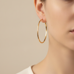 Load image into Gallery viewer, GER157. 14K Solid Gold Hollow Flat Diamond Cut Hoop