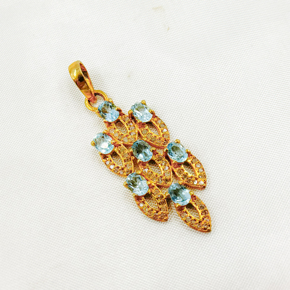 DSP063. Diamond Silver Gemstone Fancy Shape Pendant
