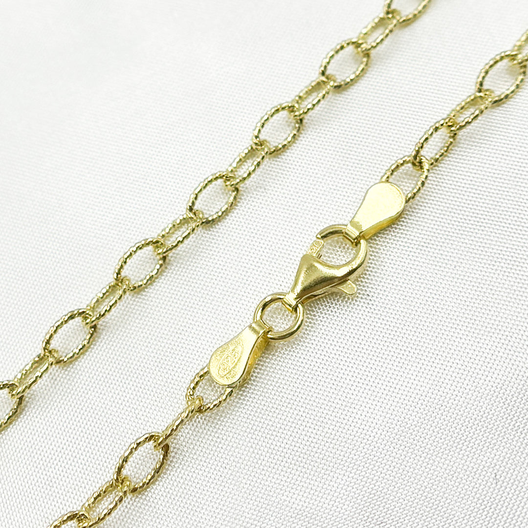 Gold Plated 925 Sterling Silver Textured Cable Necklace. 80GP