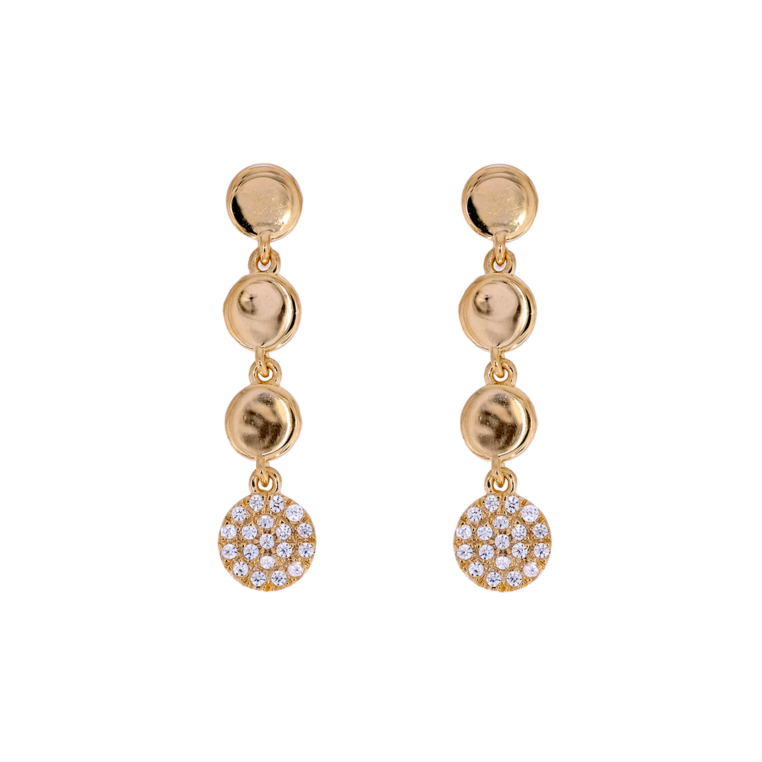 14k Solid Rose Gold Diamond Circles Dangle Earrings