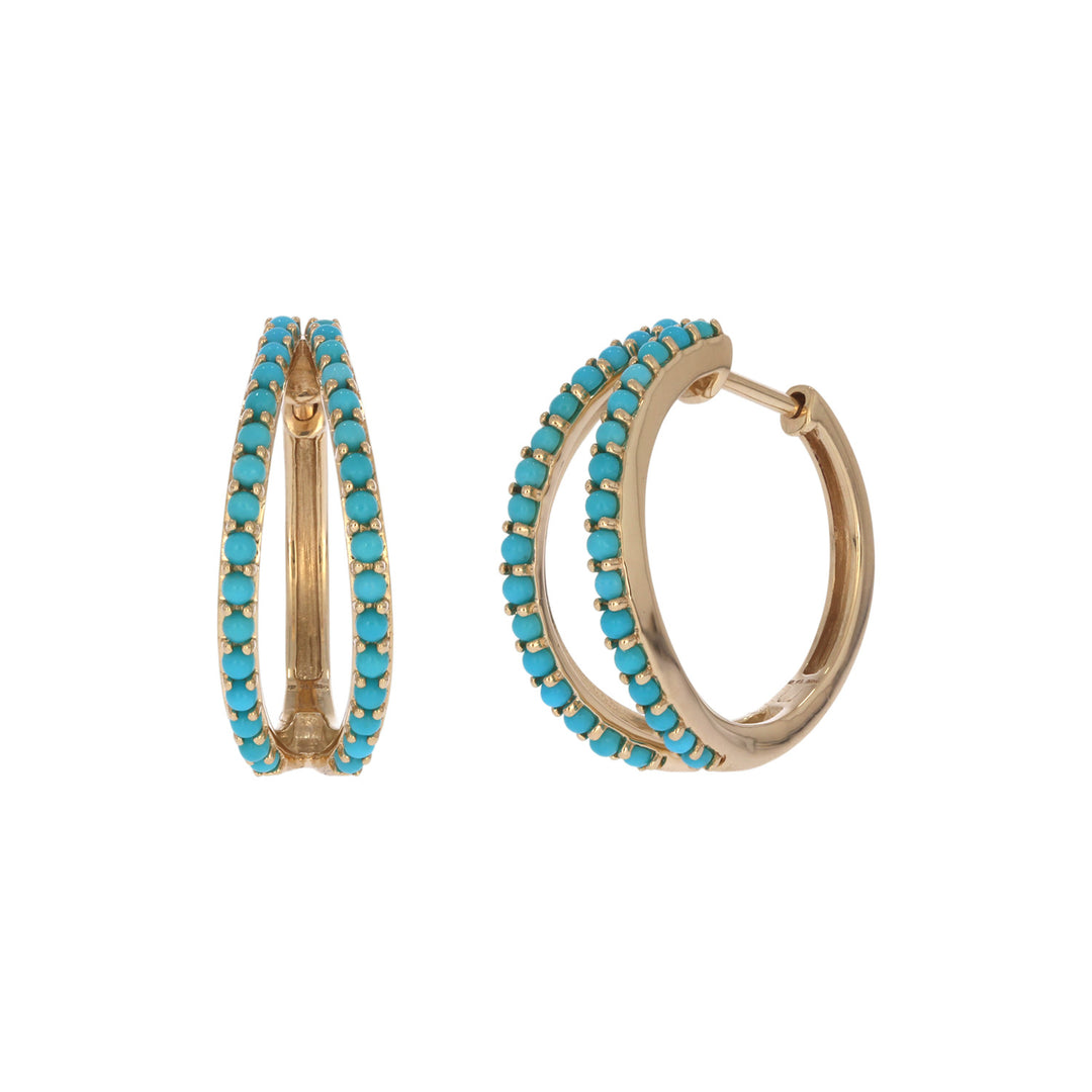 EHZ57722TQ. 14K Solid Gold Turquoise Hoops