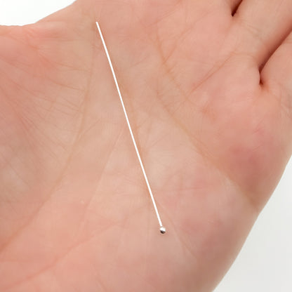 Gauge White Sterling Silver Ball 2 Inch Headpin