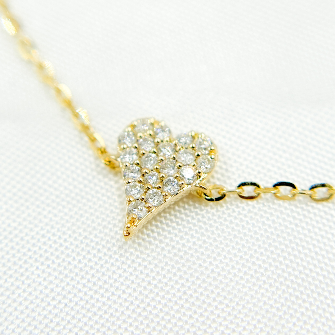 BR401902. 14k Solid Gold Diamond Heart Bracelet