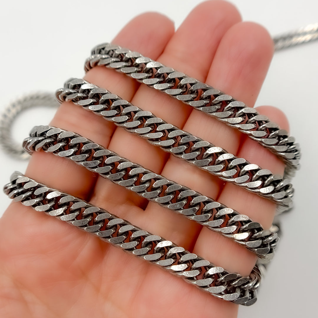 Y69OX. Oxidized Sterling Silver Double Curb Chain