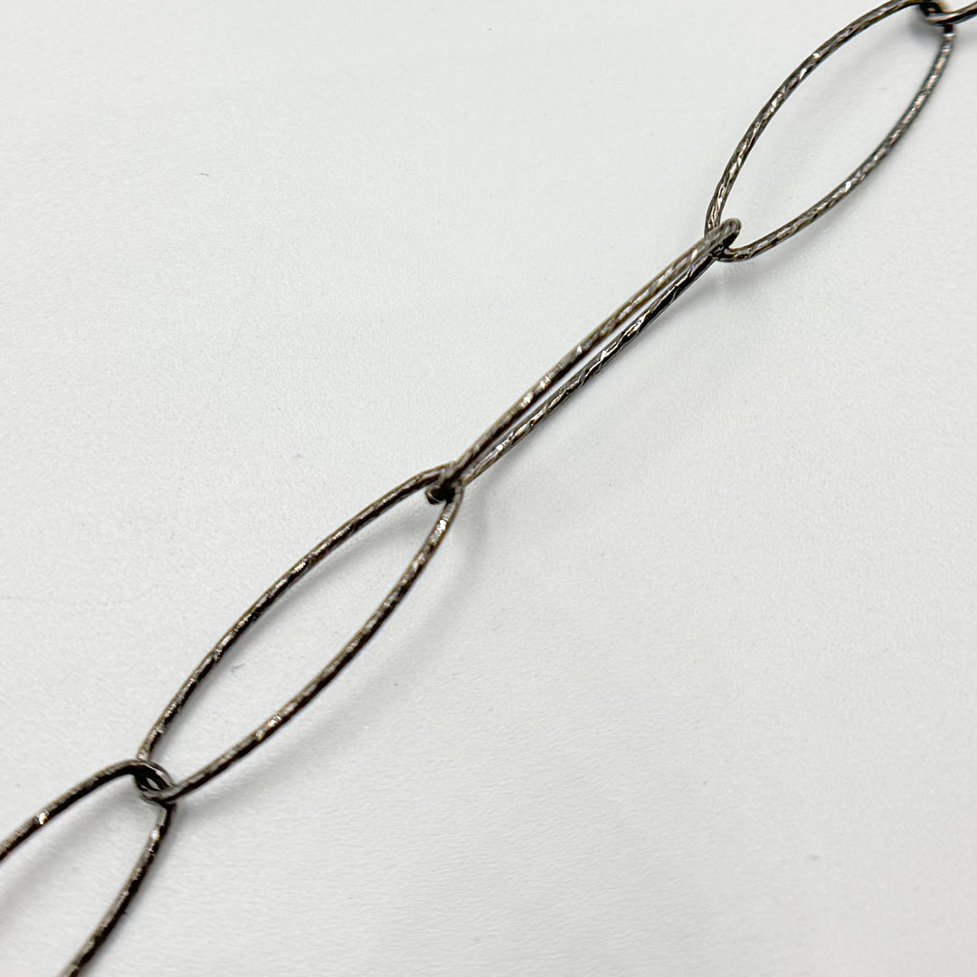 Y48OX. Oxidized Sterling Silver Diamond Cut Oval Link Chain