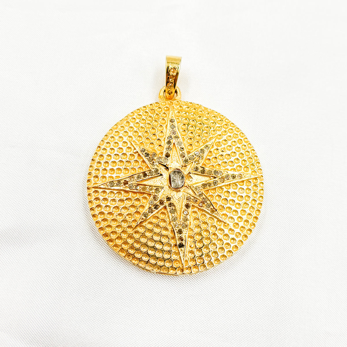 DP364. Diamond Sterling Silver Round Star Pendant