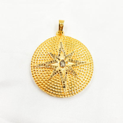 DP364. Diamond Sterling Silver Round Star Pendant