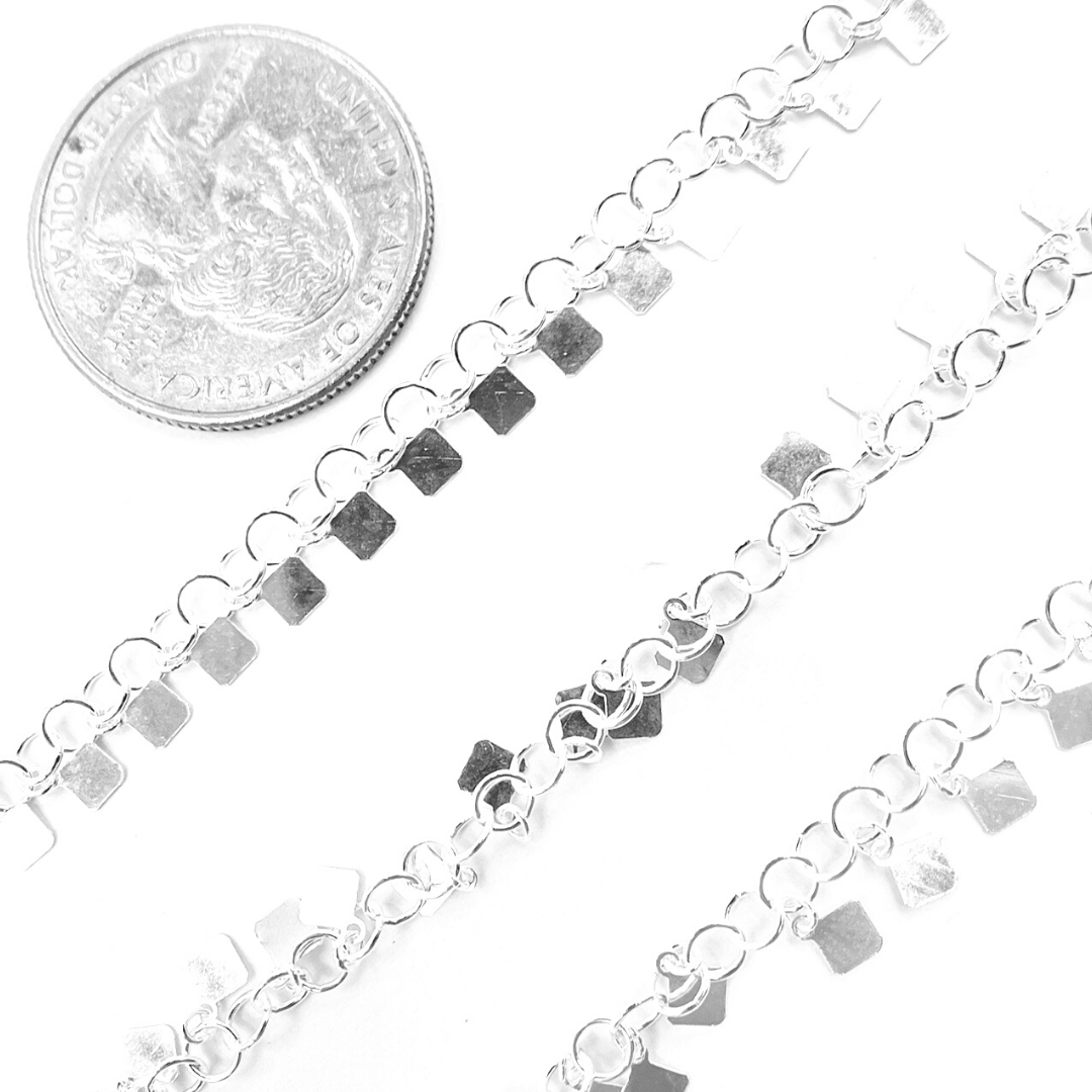 925 Sterling Silver Dangle 4x3mm Square Chain