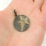 Load image into Gallery viewer, DP846. Diamond Sterling Silver Round Star Pendant
