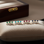 Load image into Gallery viewer, EFB53898. 14K Solid Gold Diamond and Turquoise Fancy Stud Earrings